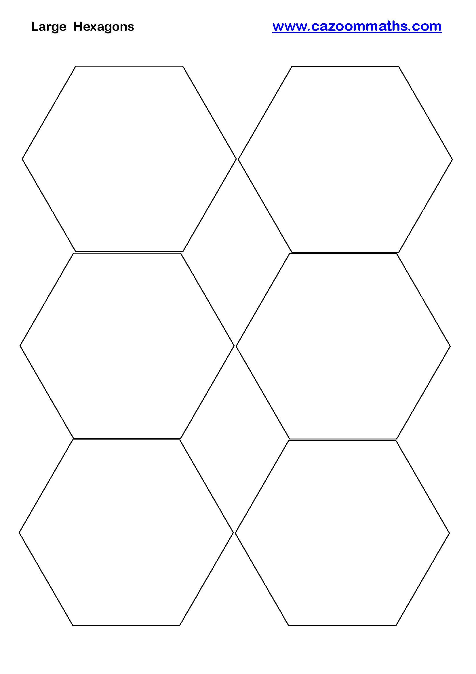 Large Hexagons Printable | Free Teaching Resources throughout Free Printable 6 Inch Hexagon Template