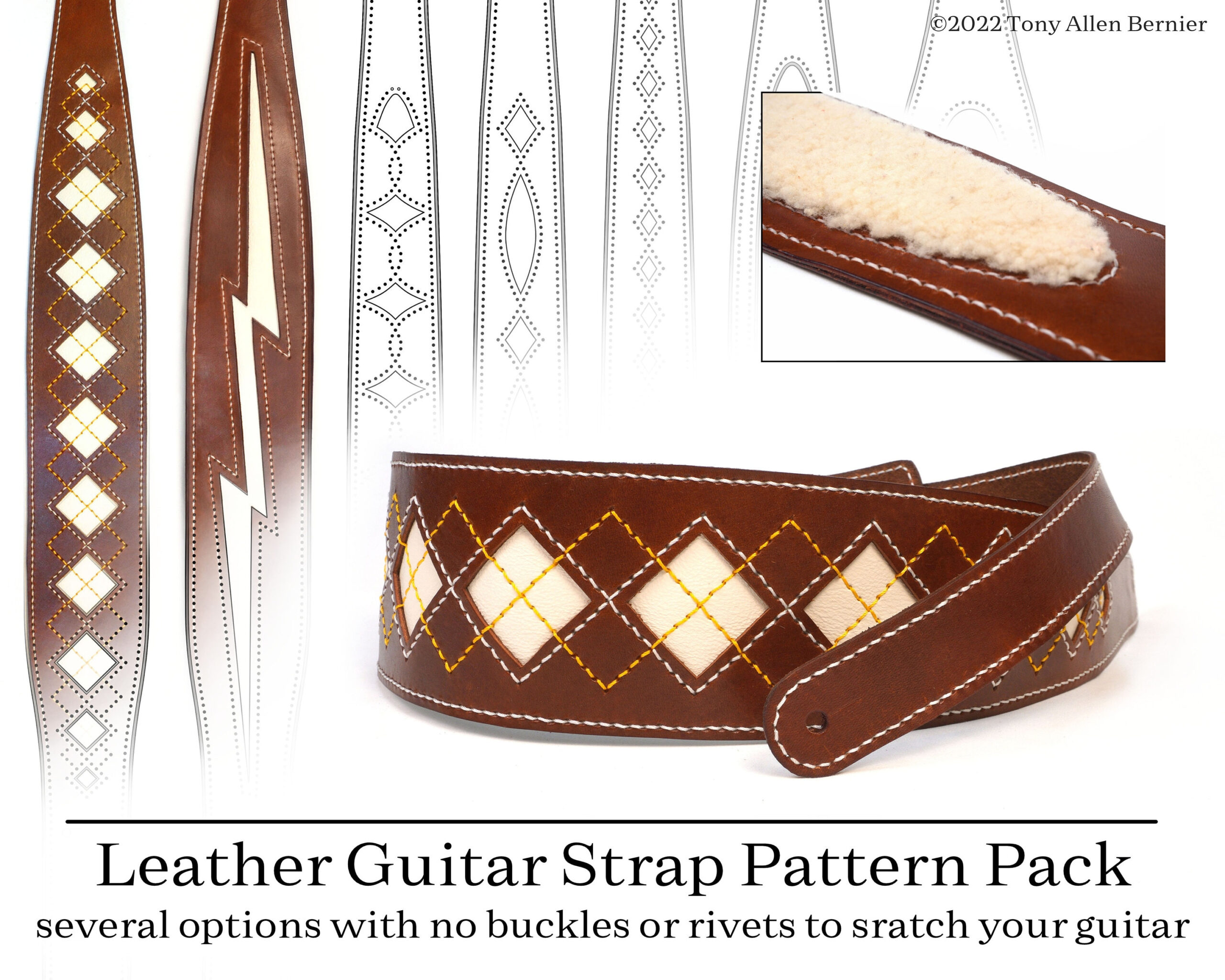 Leather Guitar Strap Patterns. Diy Leathercrafting Patterns For with regard to Printable Guitar Strap Pattern
