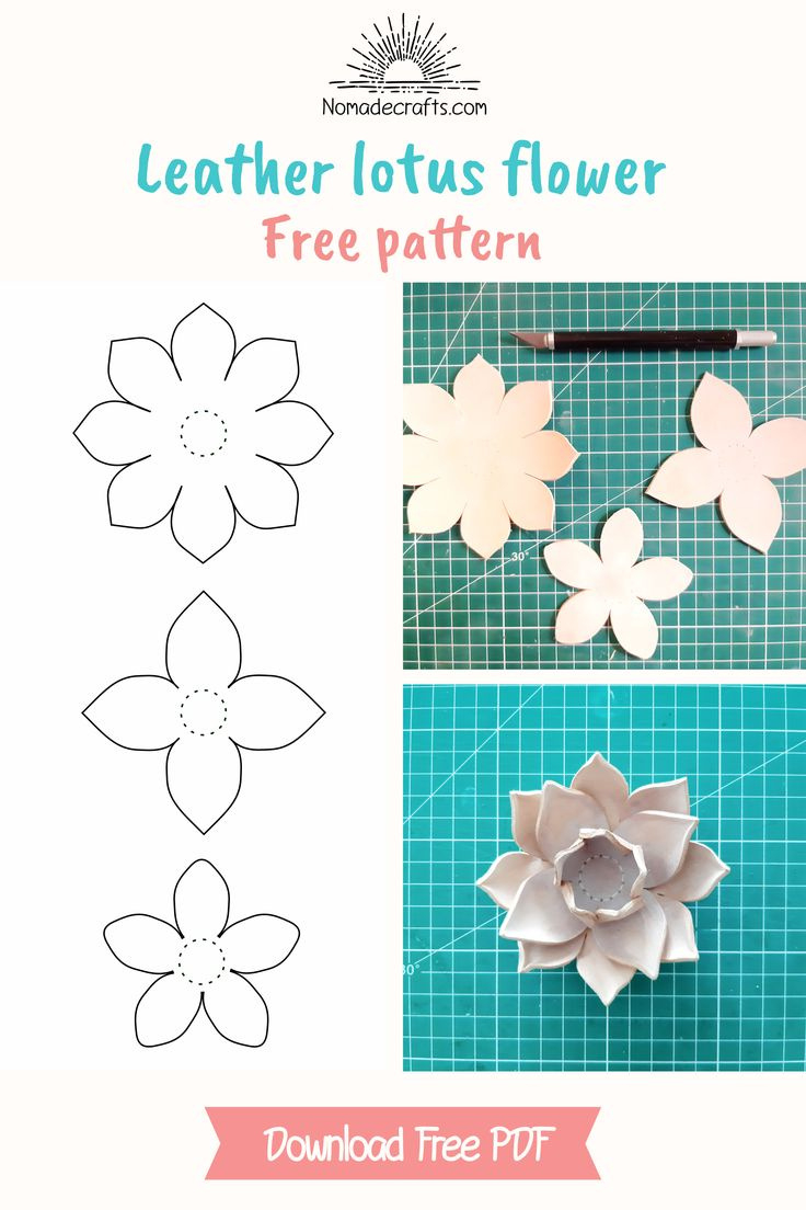 Leather Lotus Flower - Free Pattern for Free Printable Leather Craft Patterns