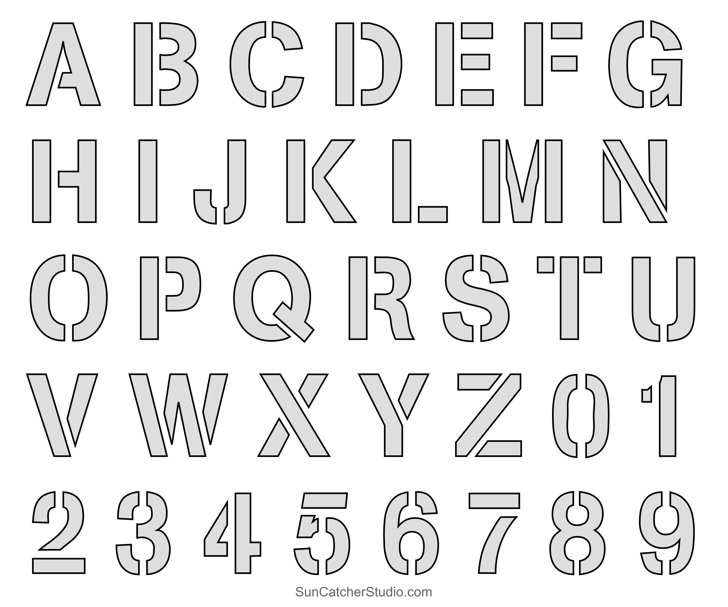 Letter Stencils (Printable Alphabet, Font, Templates, Patterns for Printable 4 Inch Letters Stencils