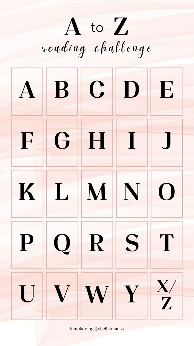 Light Pink A To Z Reading Challenge Template for Reading A to Z Free Printable Books