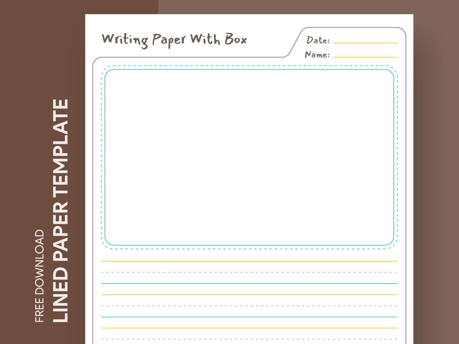 Lined Paper With Picture Box Free Google Docs Templategdoc On pertaining to Free Printable Lined Paper with Picture Box
