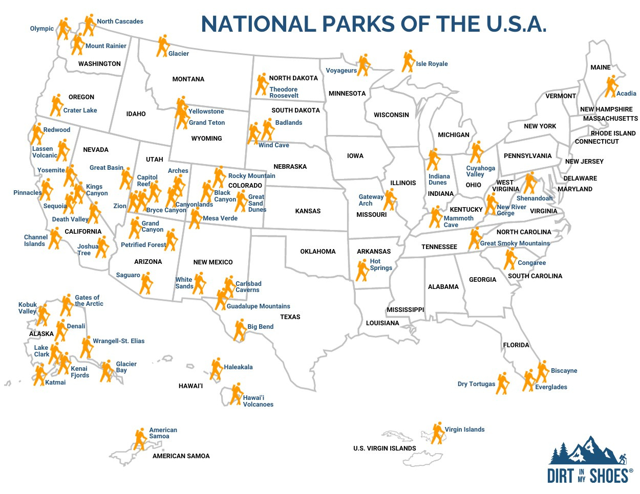 List Of National Parks In The Usa 2025 (+ Map And Checklist) throughout Free Printable Map of National Parks