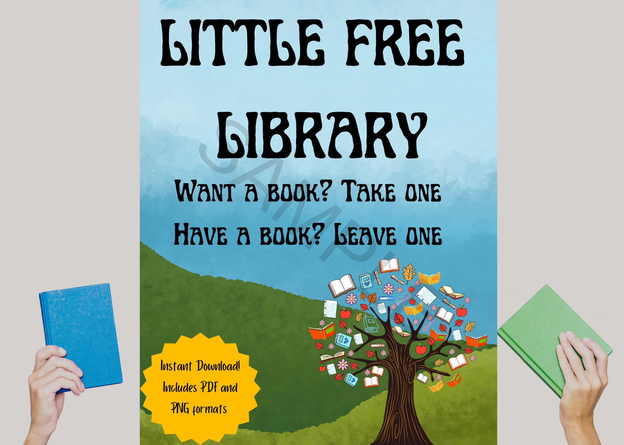 Little Free Library Printable Sign, Cute Outdoors - Etsy for Free Library Printables