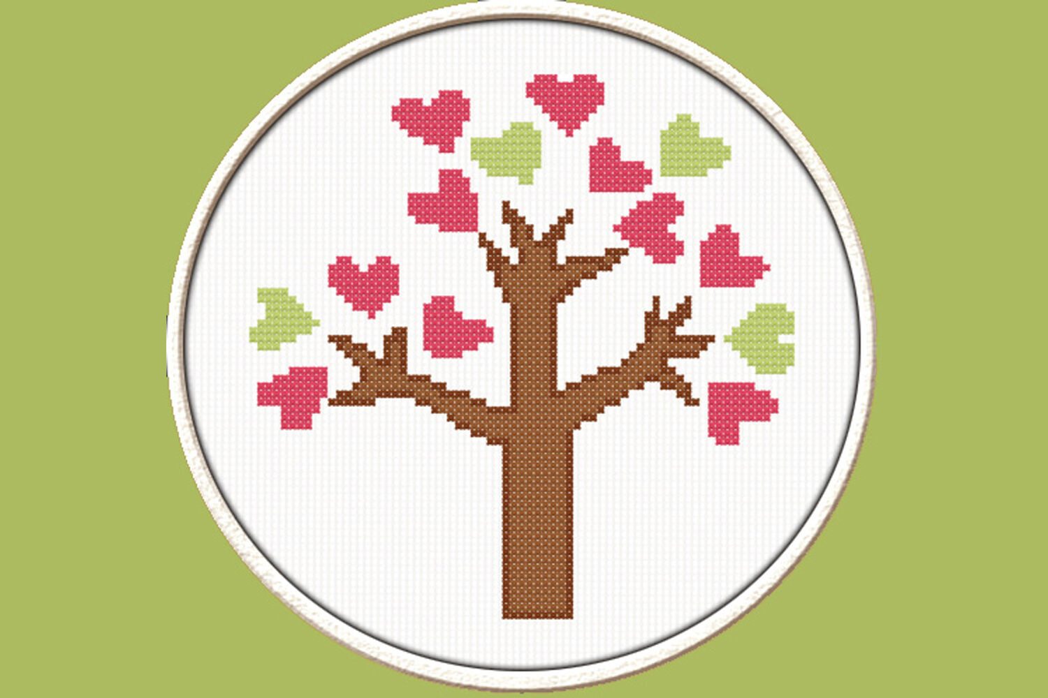 Little Heart Tree - Pdf Downloadable Printable Cross Stitch for Free Printable Cross Stitch Patterns Hearts