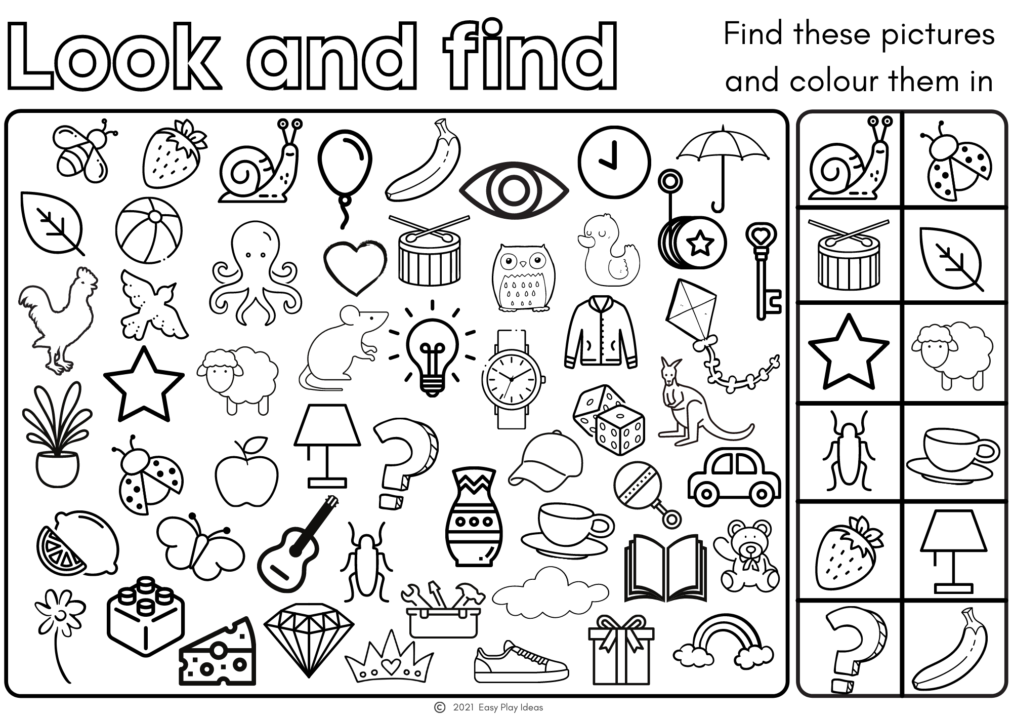 Look And Find Free Colouring Page — Easy Play Ideas For Kids with Free Look And Find Printables