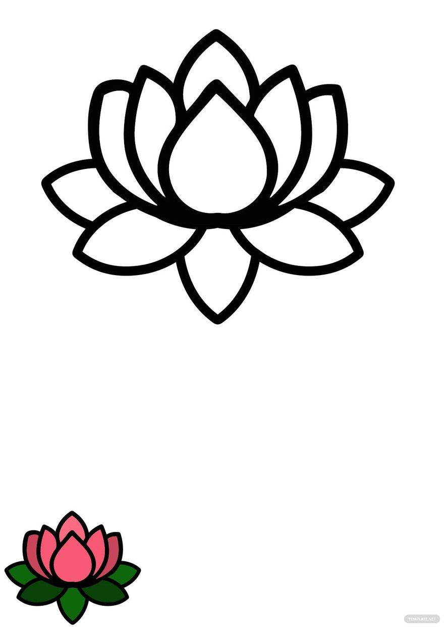Lotus Flower Coloring Page In Pdf, Jpg, Eps - Download | Template inside Free Printable Lotus Petal Pattern