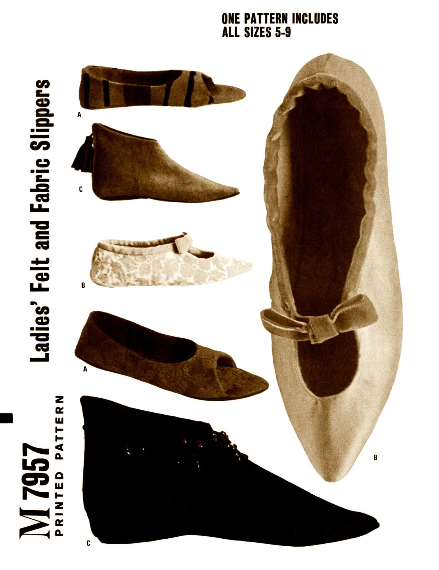 M 7957 Slippers Pattern Unique Felt Slipper Costume -S-M-L- Pdf - Etsy intended for Printable Felt Slipper Pattern