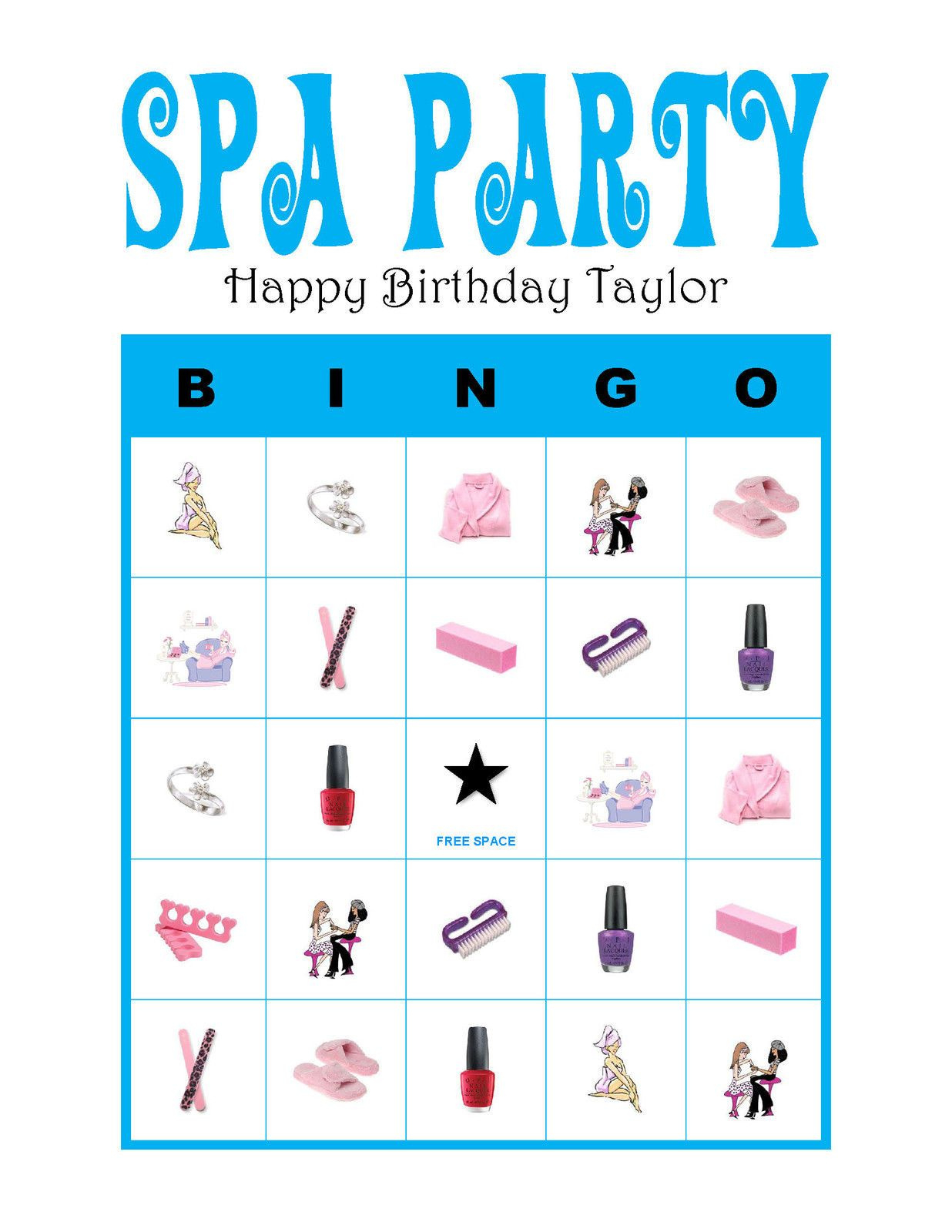 Mad Libs Spa Bingo Cards, Beauty Themed Bingo Games For 24 Players for Spa Bingo Free Printable
