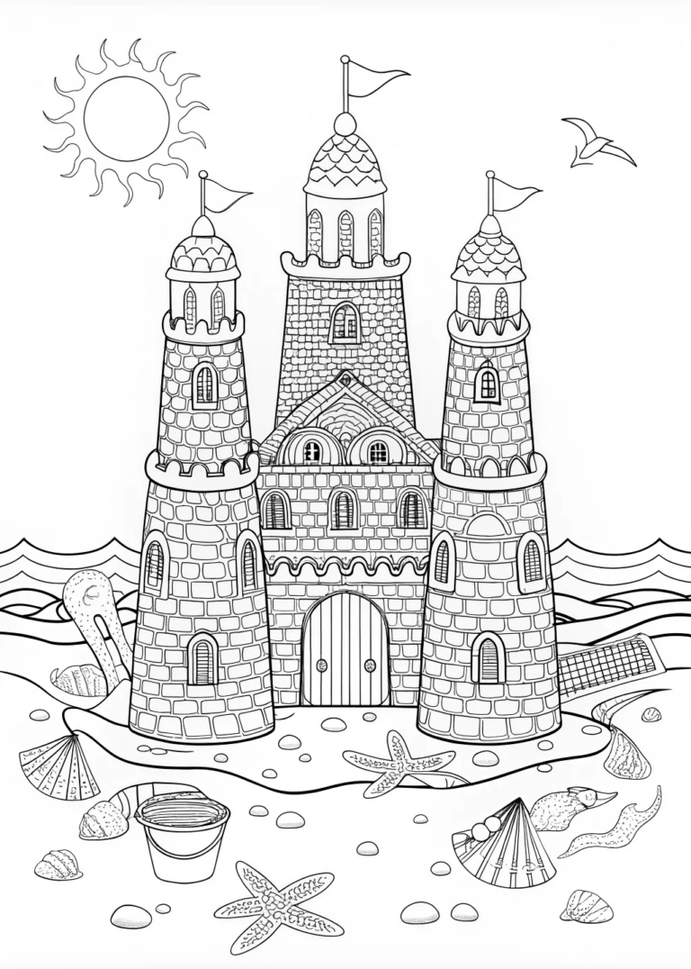 Majestic Sandcastlethe Sea Coloring Page - Free &amp;amp; Printable intended for Free Sand Castle Printable Patterns
