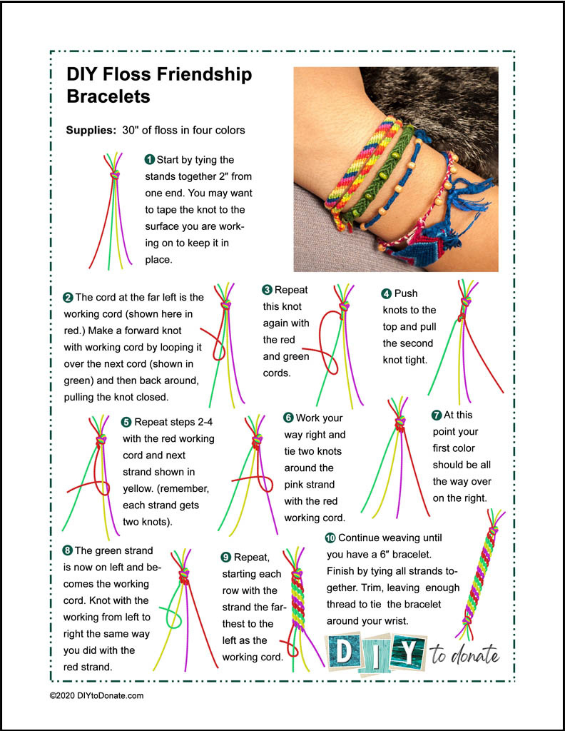 Make Super Easy Friendship Bracelets To Donate - Diytodonate throughout Printable Friendship Bracelet Patterns