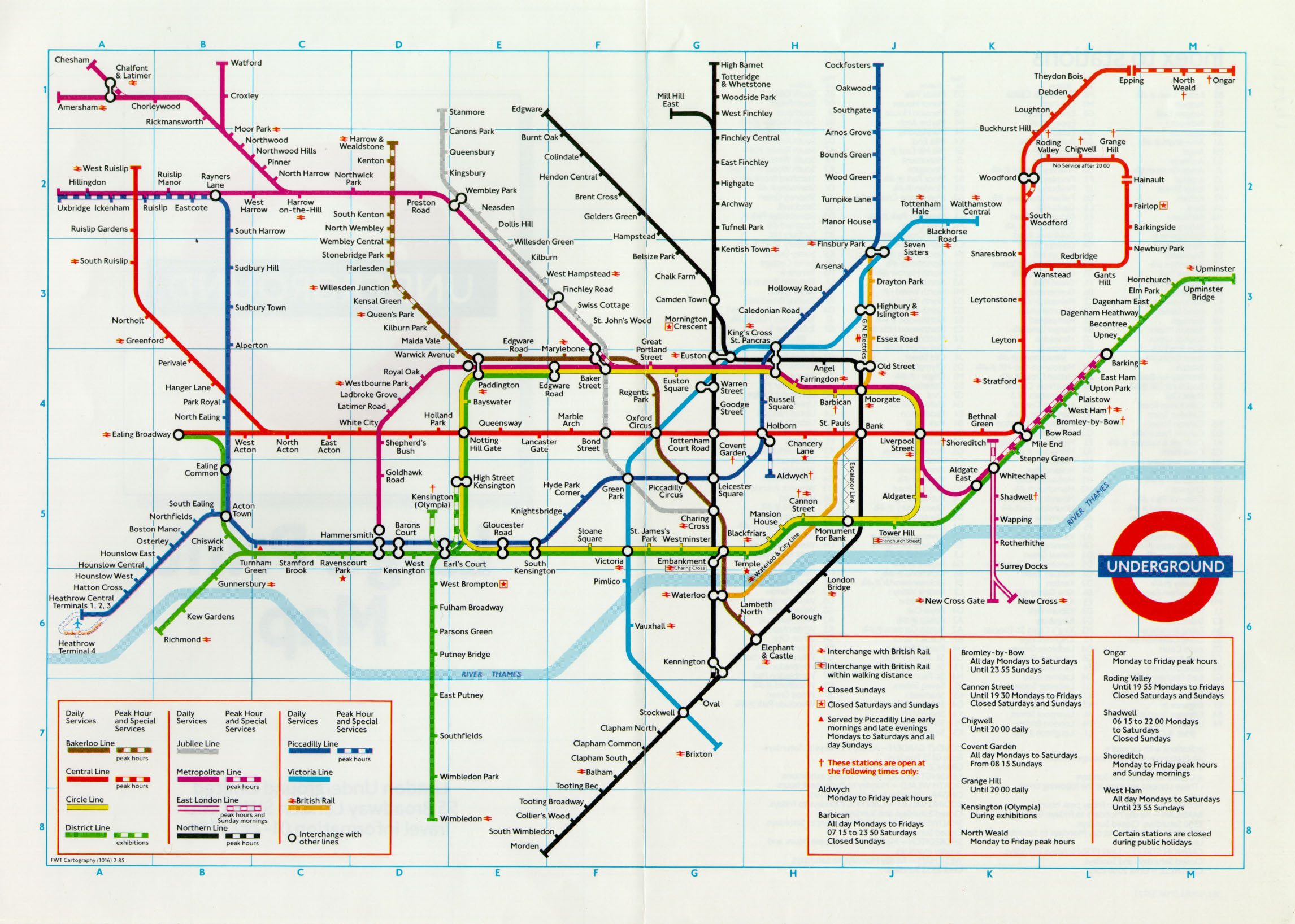 Map; Large Print Pocket Underground Map, 1985 | London Transport throughout Free Printable London Tube Map