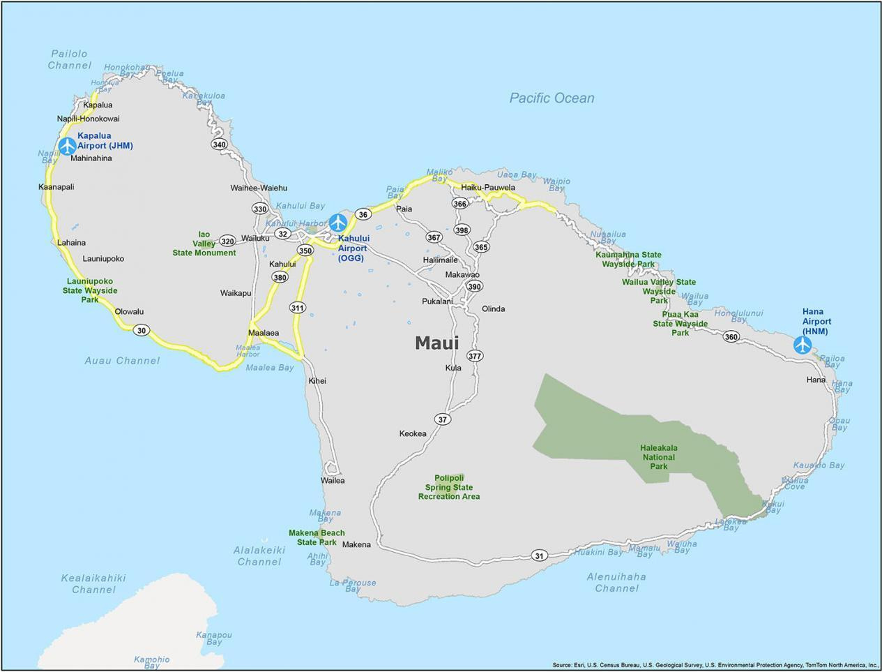 Map Of Maui Island, Hawaii - Gis Geography with regard to Free Printable Map Of Maui