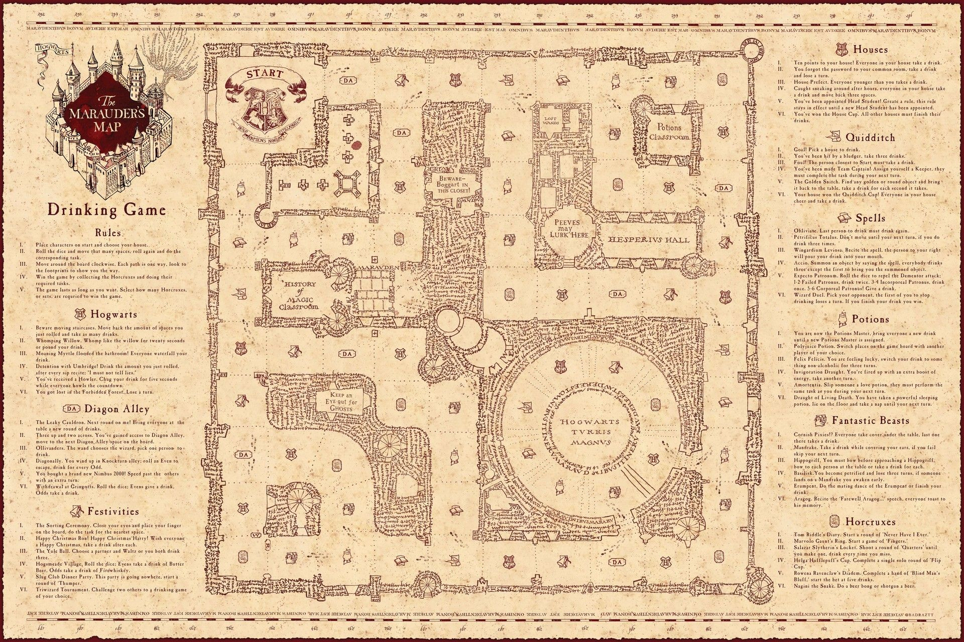 Marauders Map Drinking Game, Rob Tomlinson - Worksheets Library pertaining to Free Printable Harry Potter Marauders Map