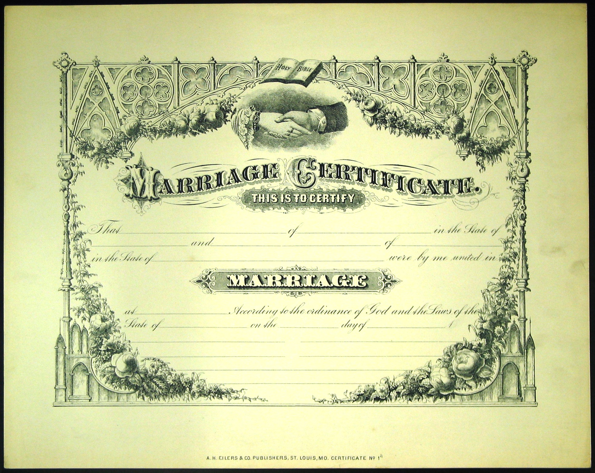Marriage Certificate. [Blank] | Digital Collections with Free Fake Marriage Certificate Template