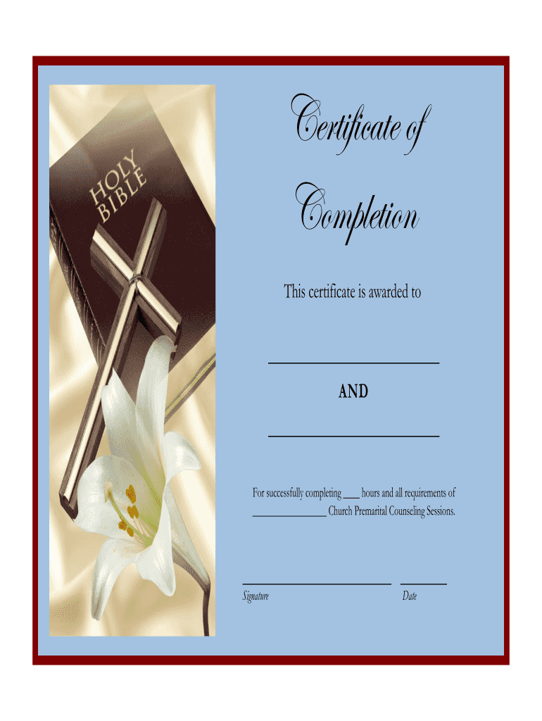 Marriage Counseling Certificate Pdf - Fill Online, Printable with Free Premarital Counseling Certificate of Completion Template