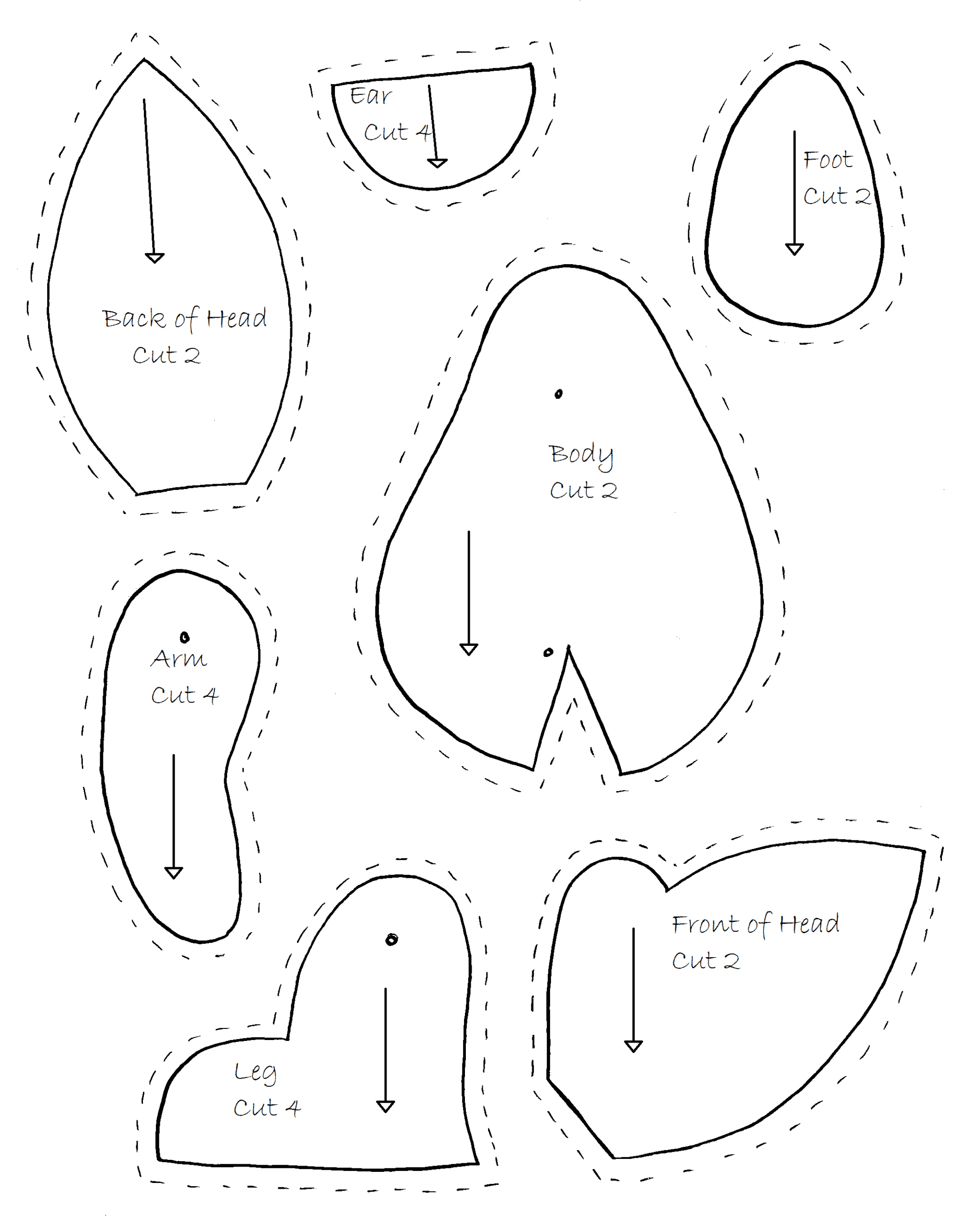 Memory Teddy Bear Pattern - Sewing Pattern Library pertaining to Printable Memory Bear Pattern