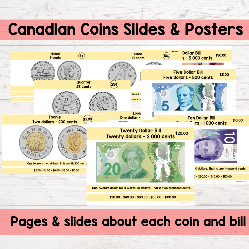 Messy, Beautiful, Fun: Free Canadian Coins And Bills Poster And with Canadian Money Printables Free