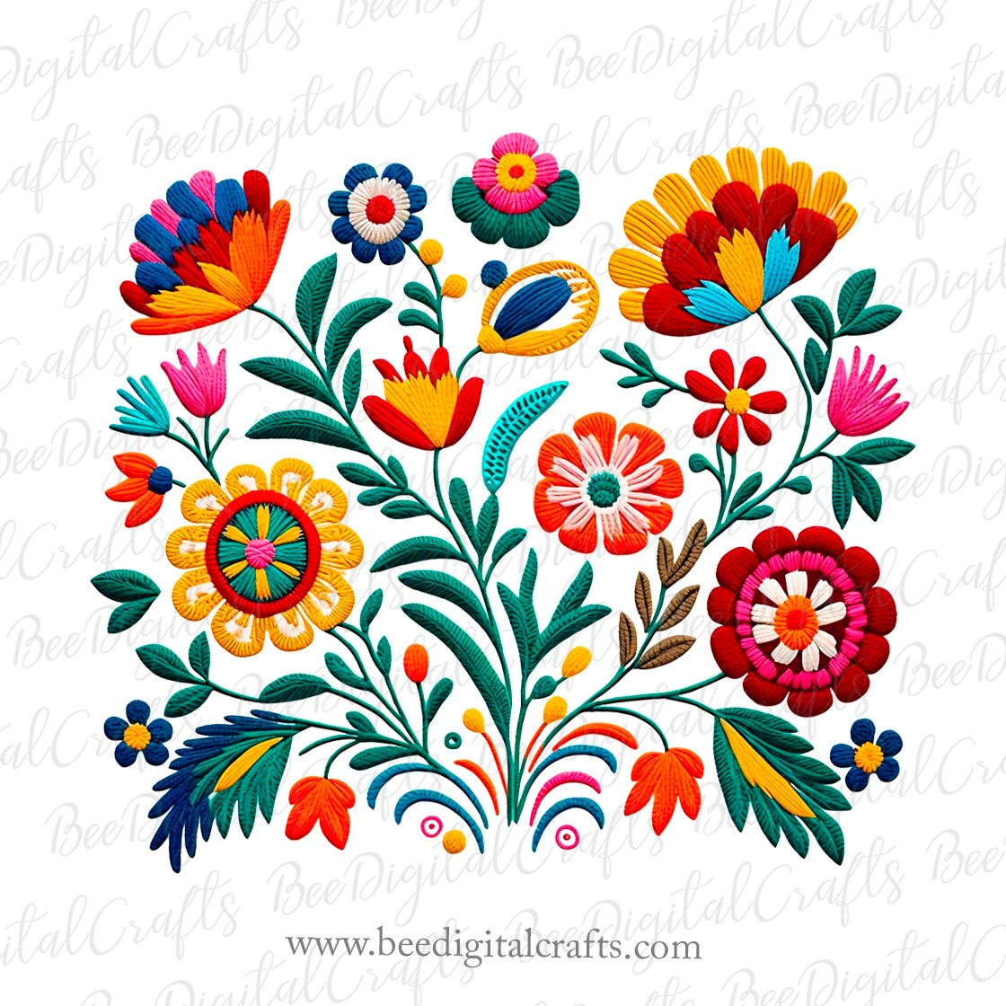 Mexican Flowers Faux Embroidery T Shirt Design Png Digital for Printable Traditional Mexican Embroidery Patterns