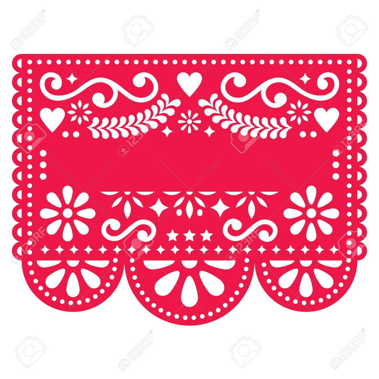 Mexican Papel Picado Vector Template Design - Traditional Red throughout Printable Papel Picado Patterns Free
