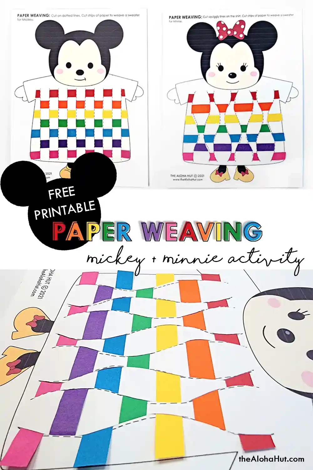 Mickey &amp;amp; Minnie Paper Weaving Kids Activity - The Aloha Hut for Free Printable Paper Weaving Patterns