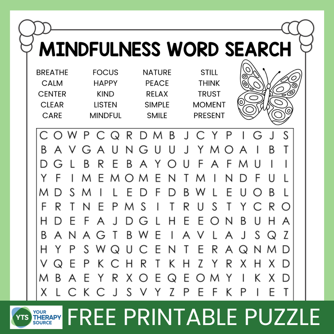 Mindfulness Word Search Puzzle Free Printable - Your Therapy Source pertaining to Free Printable Seek N Find Puzzles