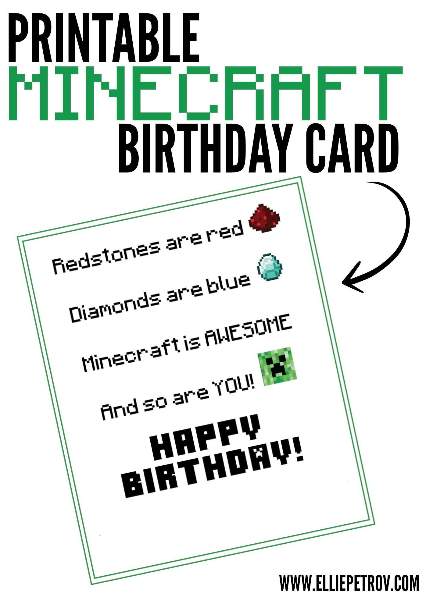Minecraft Birthday Party-To-Go | Minecraft Birthday Card Within regarding Minecraft Happy Birthday Card Printable Free