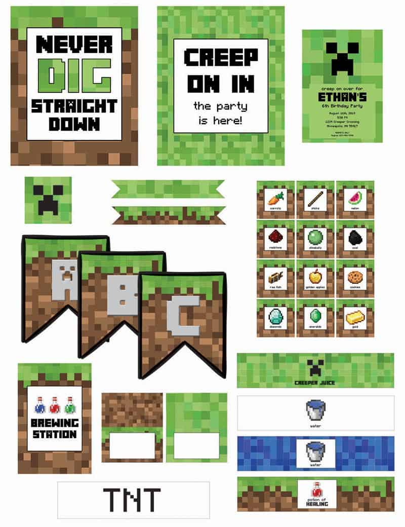 Minecraft Birthday Party (With Free Printables) - Elva M Design Studio inside Free Minecraft Printables For Parties