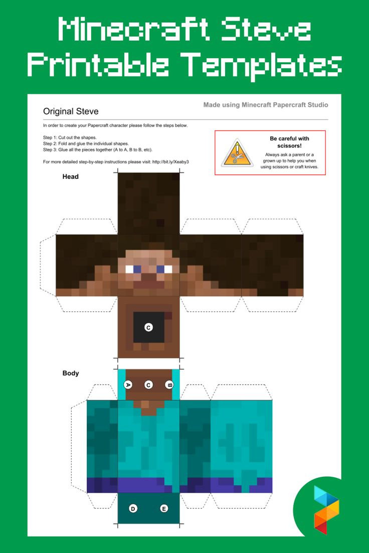 Minecraft Steve Templates - 10 Free Pdf Printables | Printablee intended for Free Minecraft Printable Cutouts