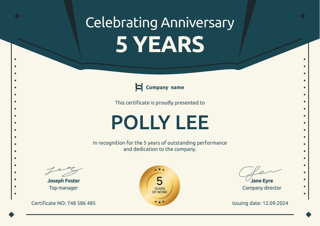 Modern And Gripping Work Anniversary Certificate Template inside Free Printable Anniversary Certificate Templates