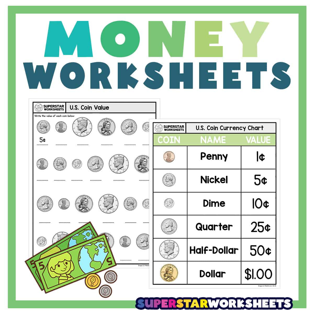 Money Worksheets - Superstar Worksheets intended for Free Printable Coin Chart