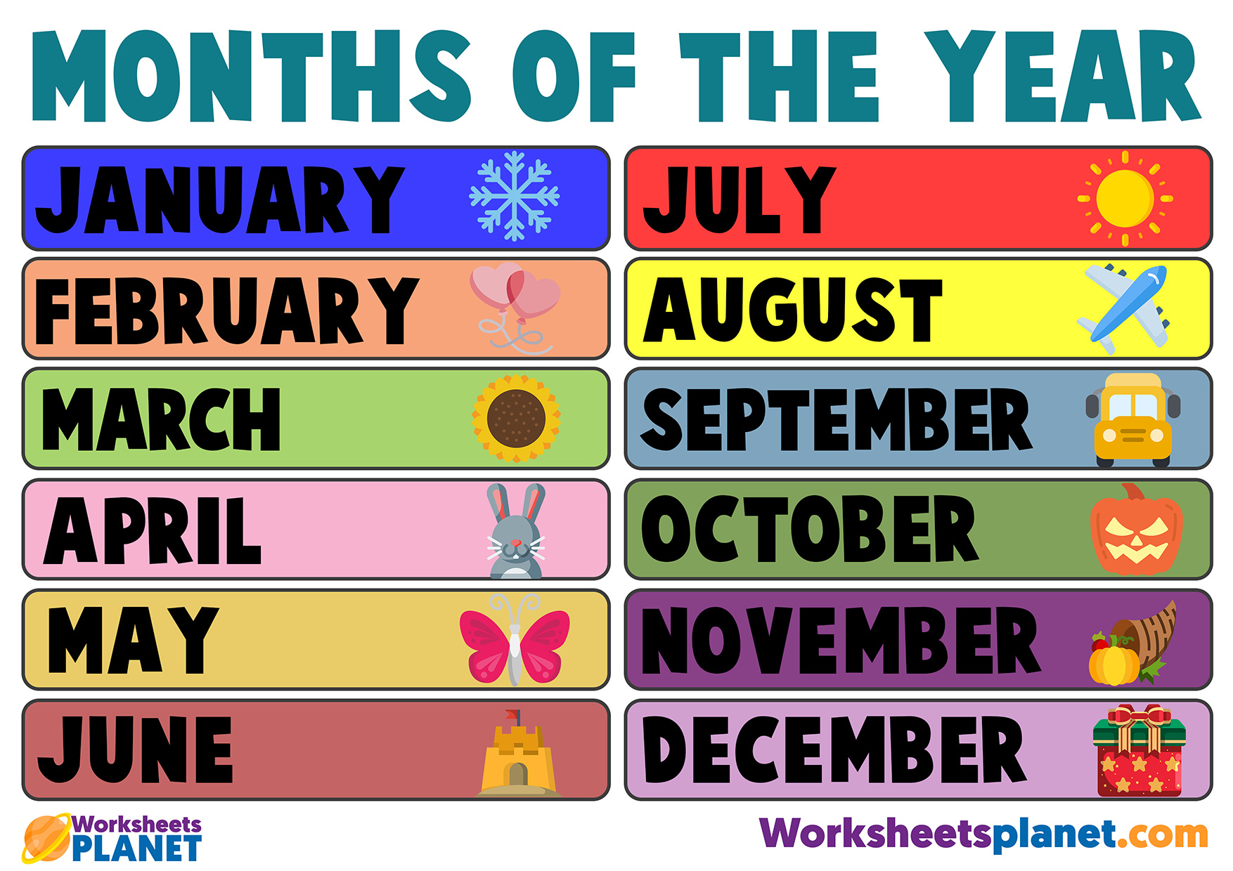 Months Of The Year | Display Poster | Esl Teaching Resources in Free Printable Months of the Year Poster