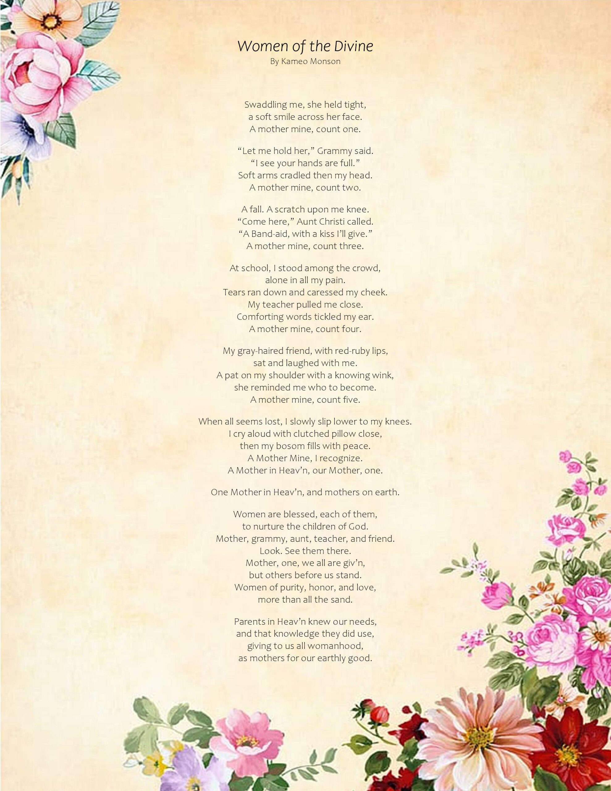 Mother&amp;#039;S Day Poem Free Printable - Kameo Monson pertaining to Free Printable Religious Poems