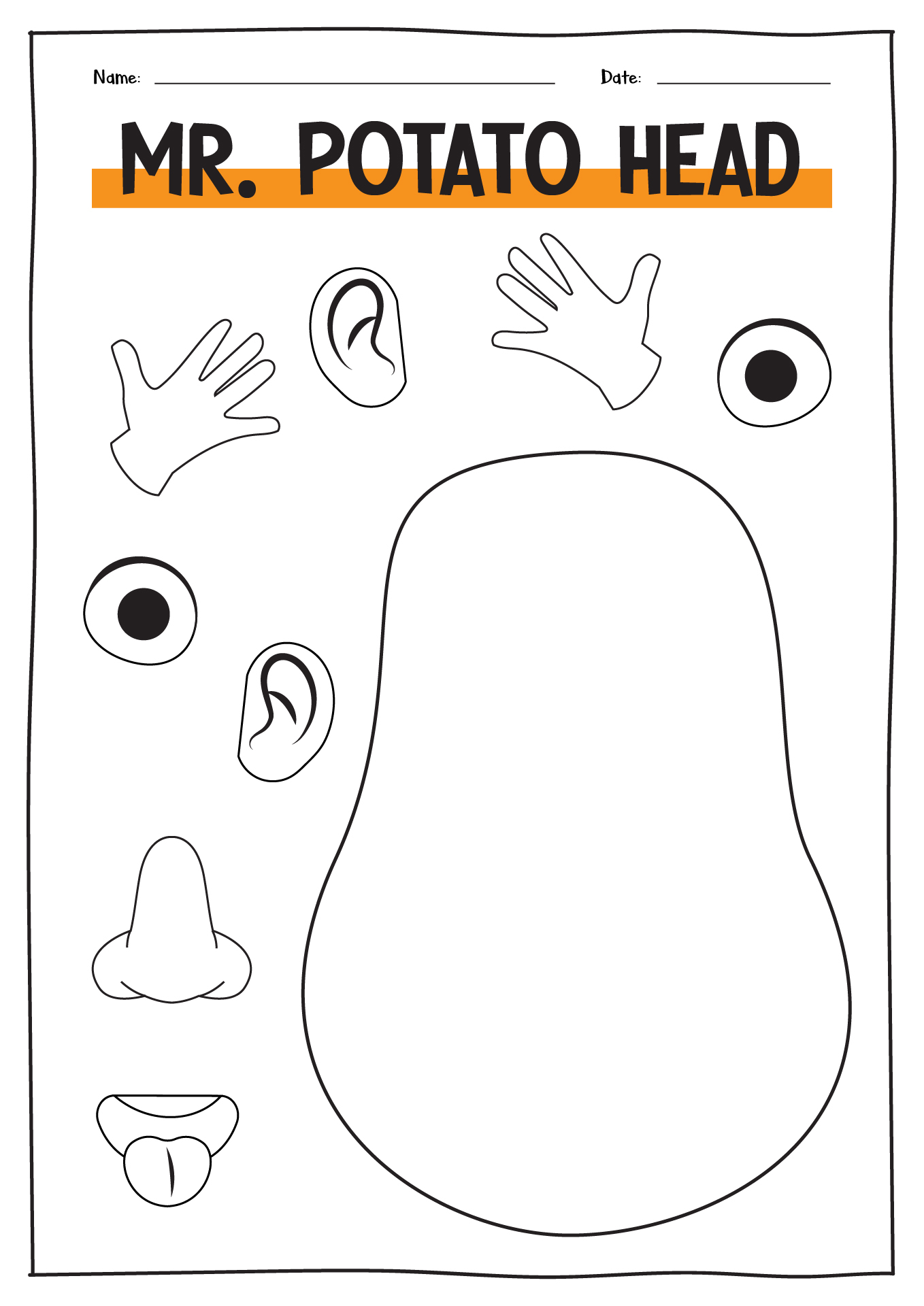 Mr Potato Head 5 Senses Free Printable in Free Printable Mr Potato Head Parts