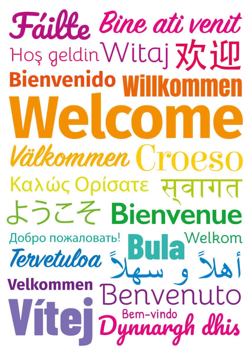Multi-Language Welcome Word Cloud Sign - Languages Sign For Schools pertaining to Free Printable Multilingual Welcome Poster