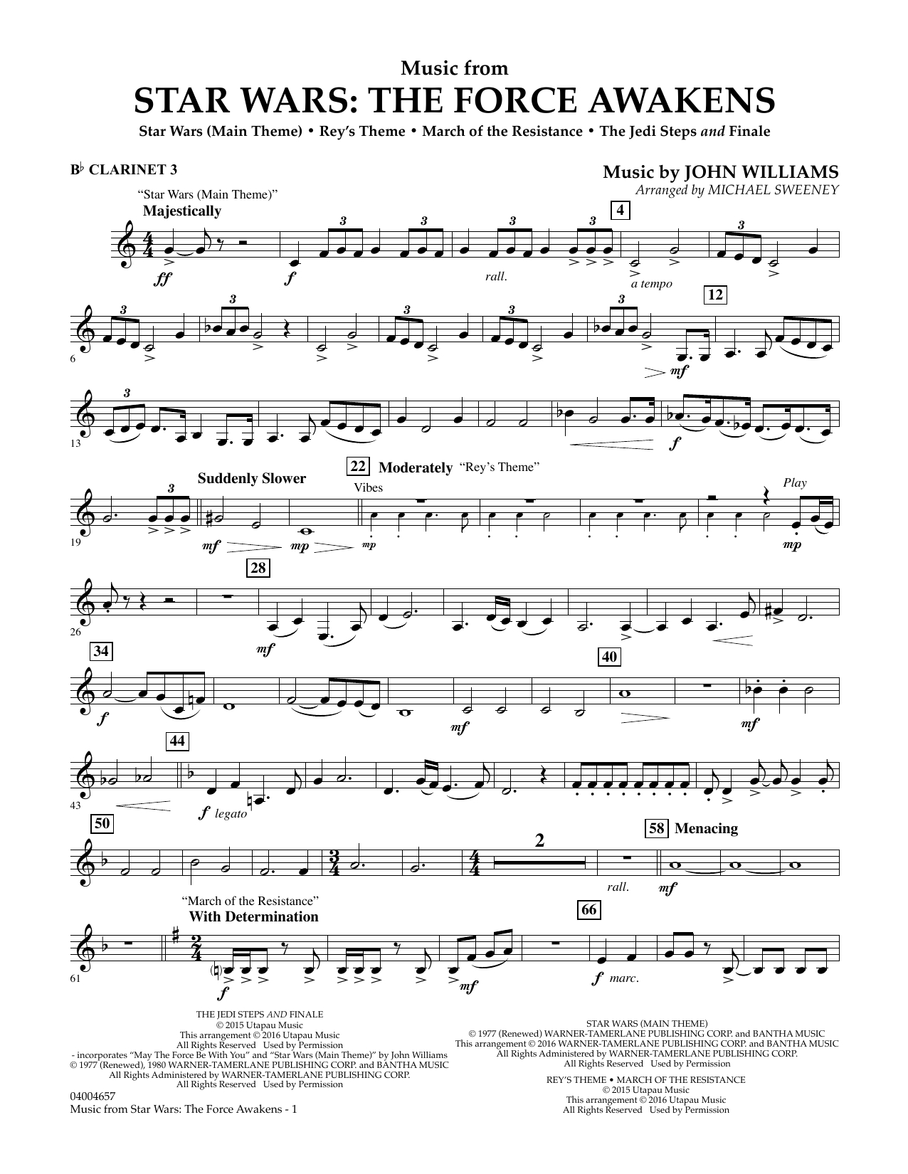 Music From Star Wars: The Force Awakens - Bb Clarinet 3Michael pertaining to Free Printable Star Wars Sheet Music For Clarinet
