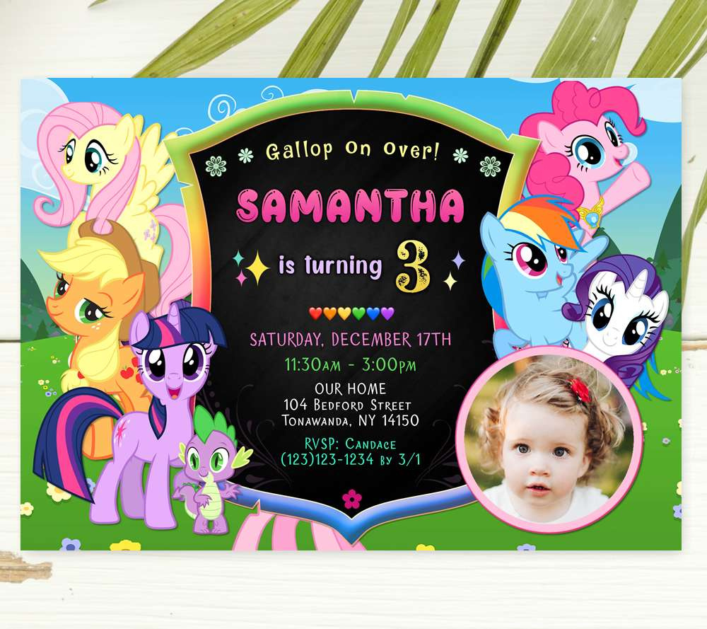 My Little Pony Invitation With Photo - Edit Yourself Online Free Demo regarding My Little Pony Birthday Party Invitation Template Free