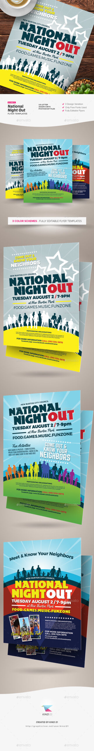 National Night Out Flyer Templates, Print Templates | Graphicriver inside Free Templates For National Night Out Flyers And Images