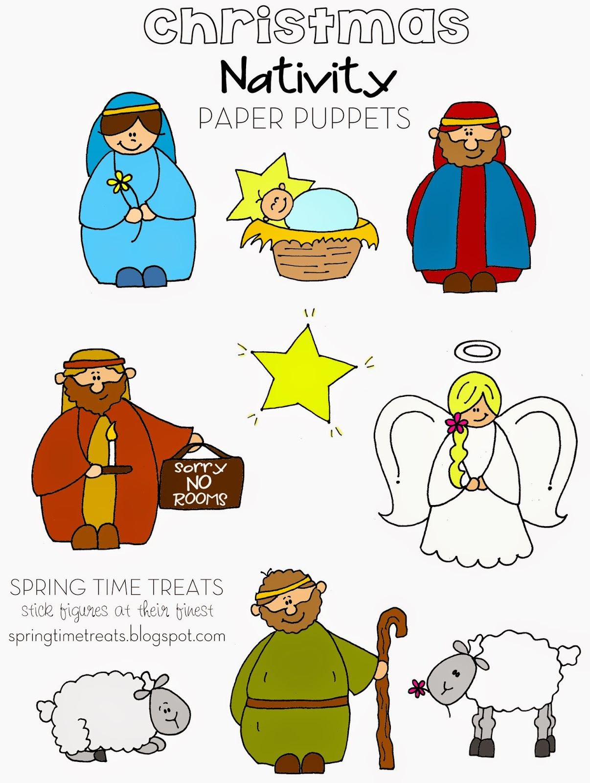 Nativity Paper Puppets - Free Printables | Spring Time Doodles intended for Free Printable Nativity Patterns