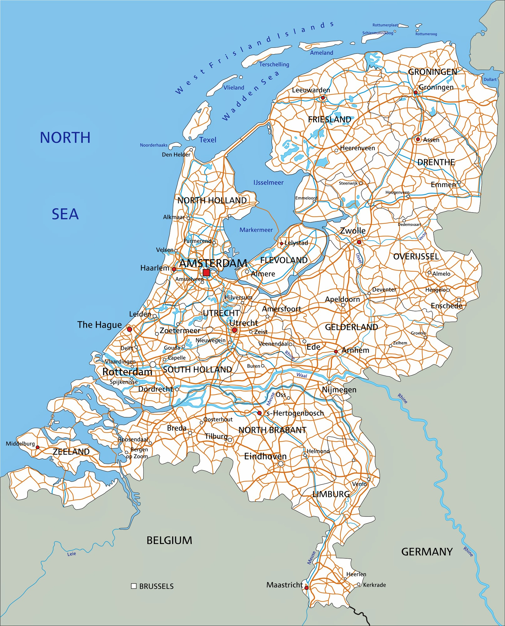 Netherlands Maps | Printable Maps Of Netherlands For Download in Free Printable Road Map Of The Netherlands