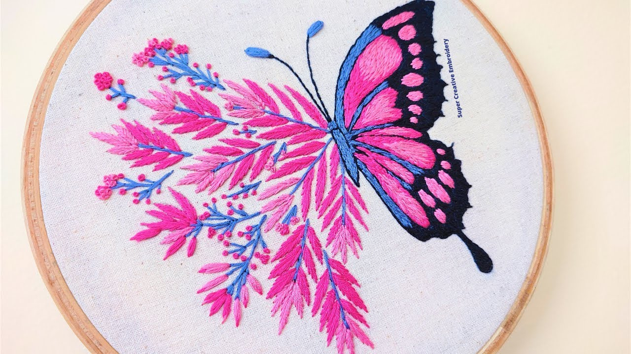 New Floral Butterfly Embroidery Design/Free Pdf Pattern/Hand Embroidery/How To Embroider A Butterfly regarding Free Printable Butterfly Embroidery Patterns