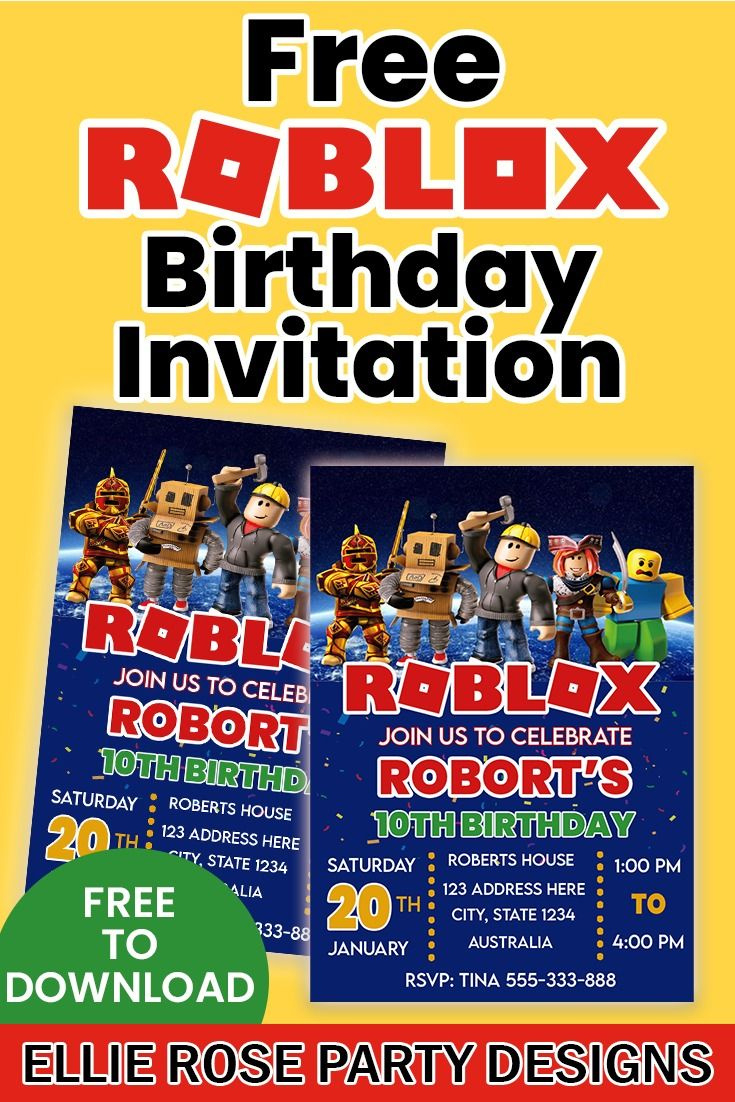 No.1 Free Roblox Birthday Invitation: Unleash The Fun within Free Printable Roblox Party Invitations