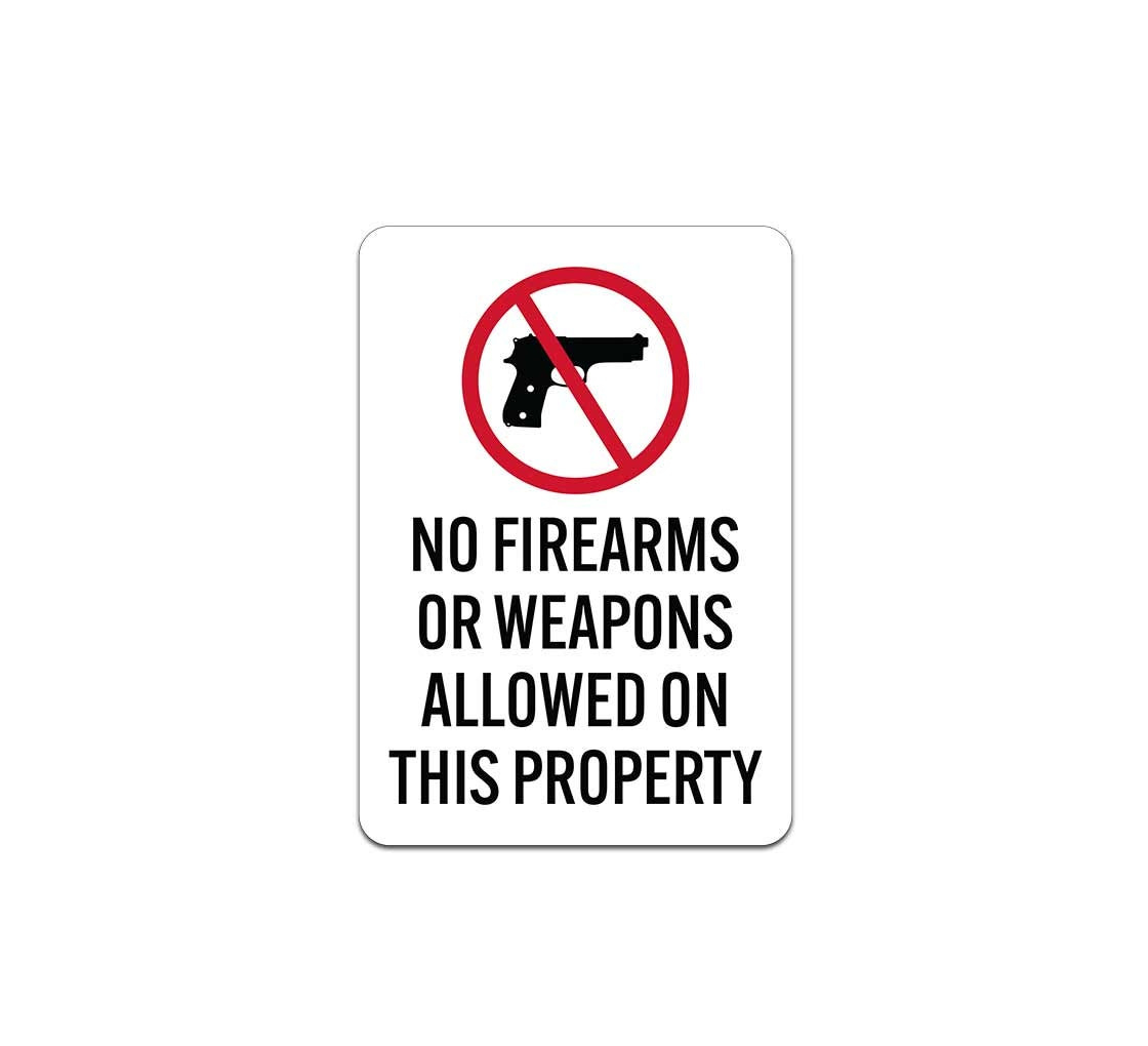 No Firearms Or Weapons Allowed Aluminum Sign (Non Reflective) with regard to No Weapons Sign Free Printable