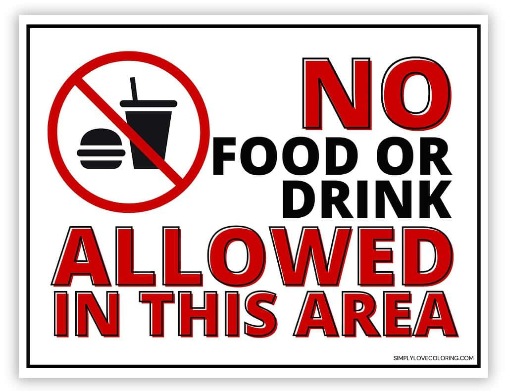 No Food Or Drink Sign Printable (Free Pdf Downloads) - Simply Love with regard to No Food or Drink Sign Free Printable