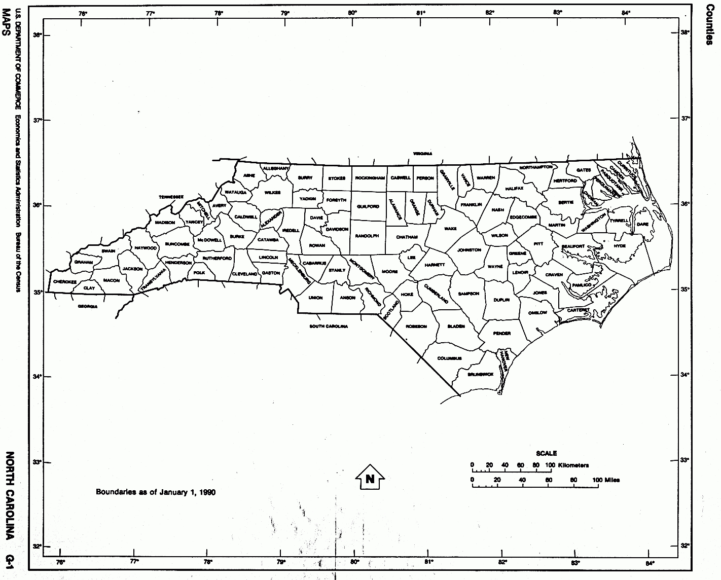 North Carolina Free Map with regard to Free Printable North Carolina Map