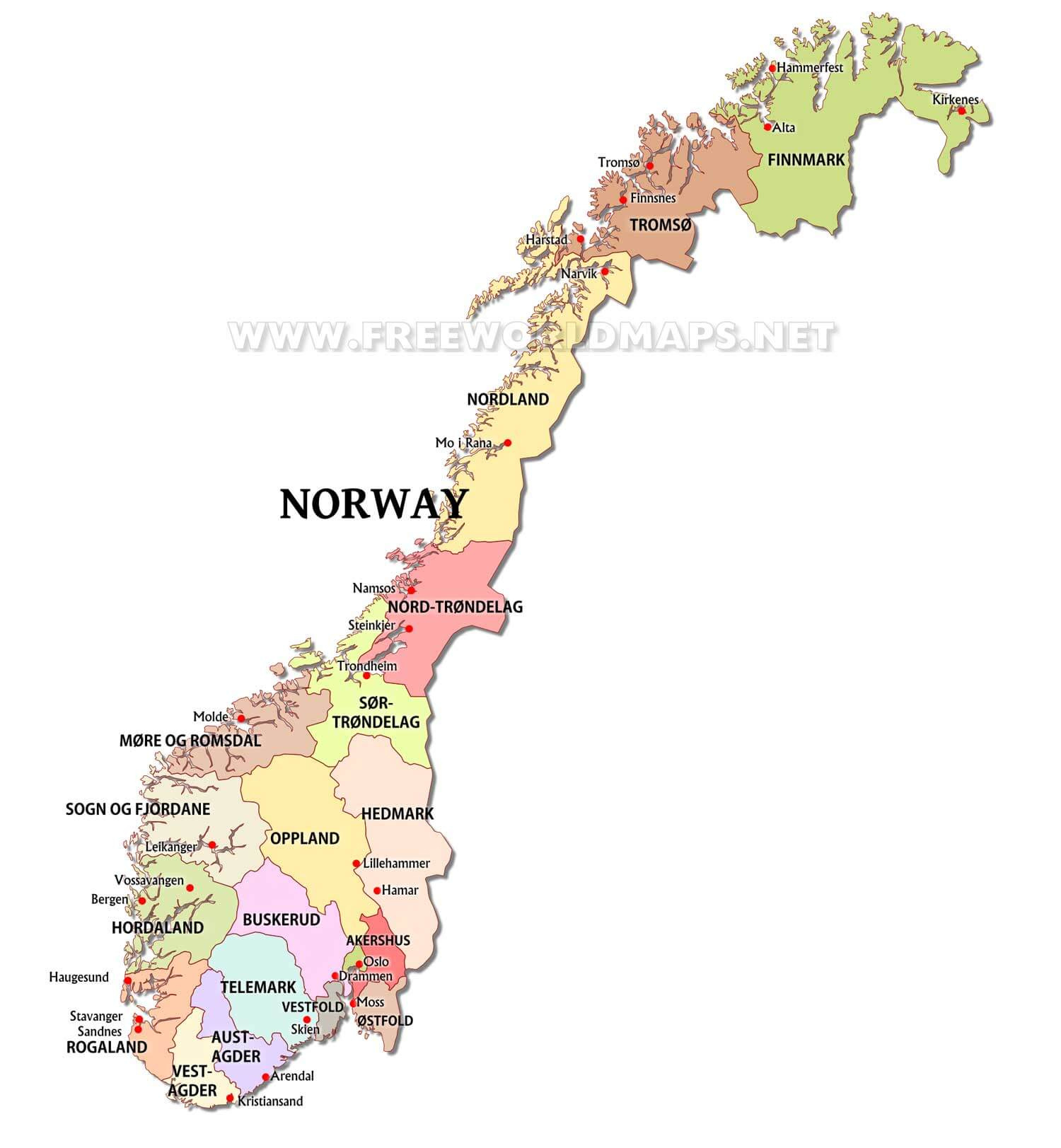 Norway Maps -Freeworldmaps regarding Free Printable Map Of Norway
