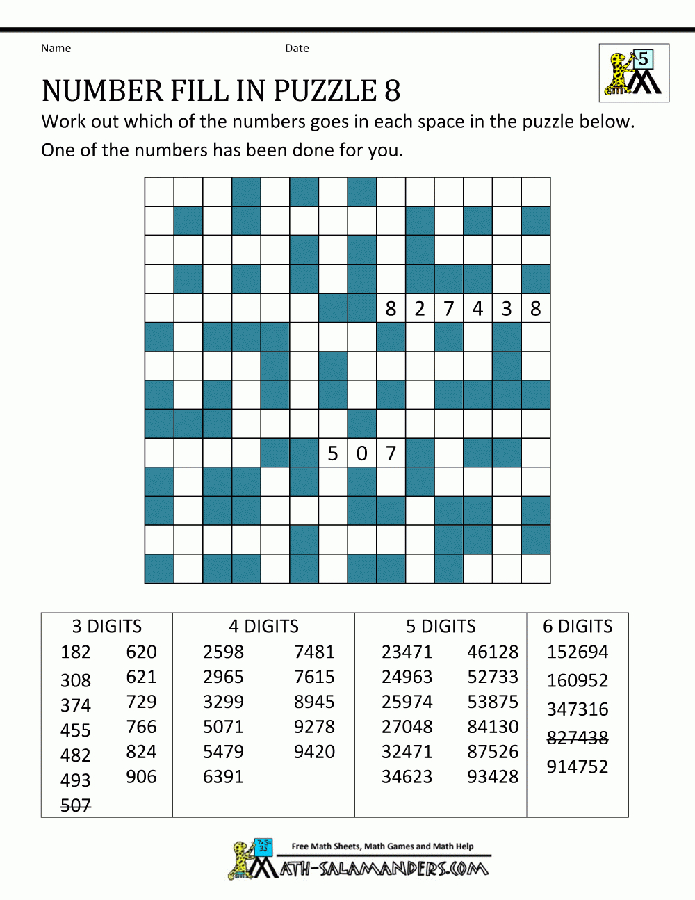 Number Fill In Puzzles inside Free Printable Fill in Puzzles Online