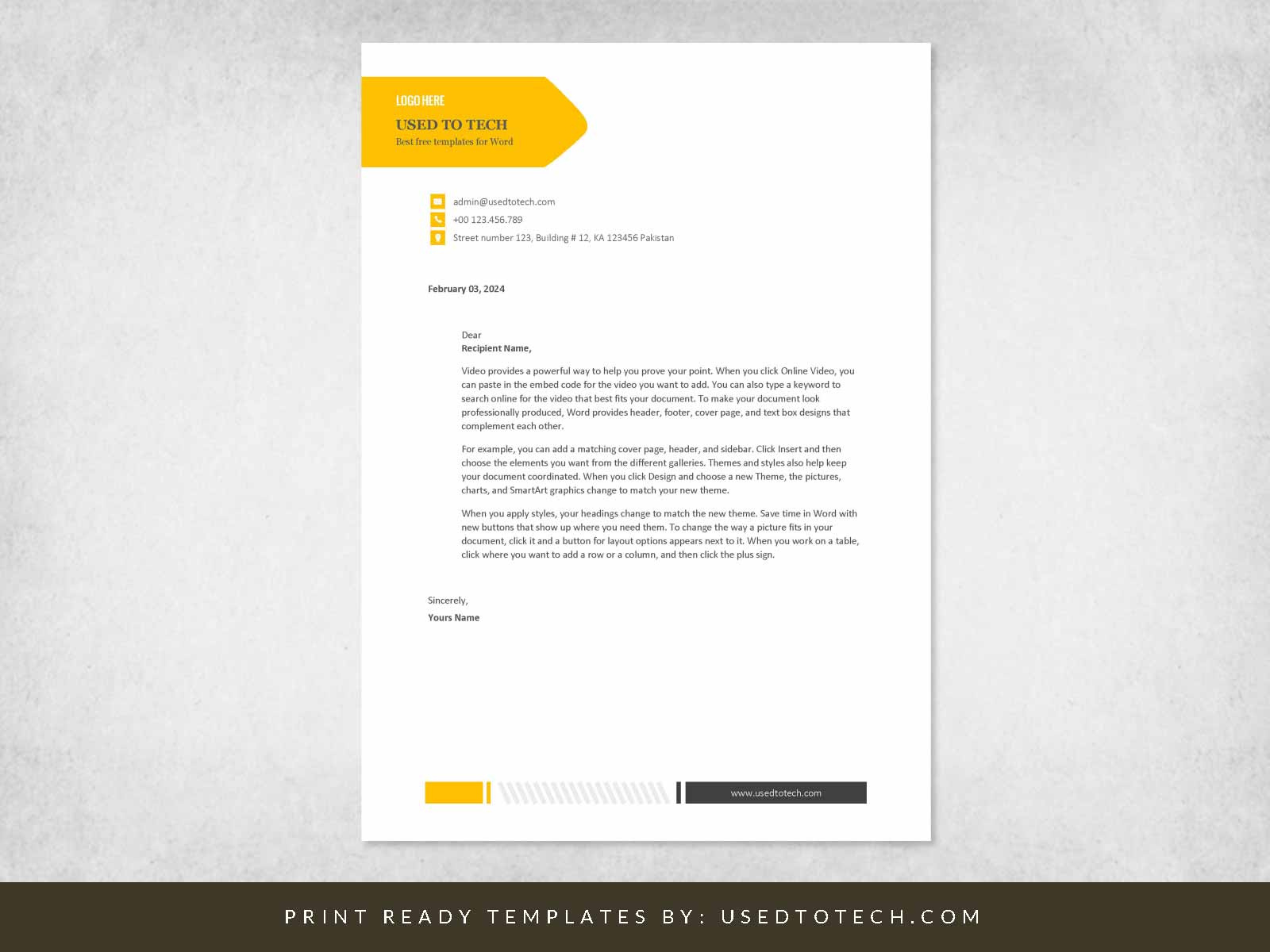 Official Letterhead Template In Word throughout Free Header Footer Templates Ms Word