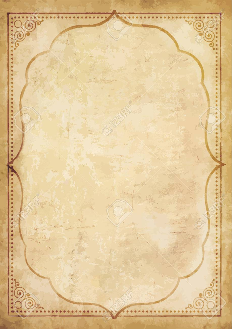 Old Grungy Vintage Paper Blank With Curly Oriental Frame Ornament regarding Free Old Letter Template