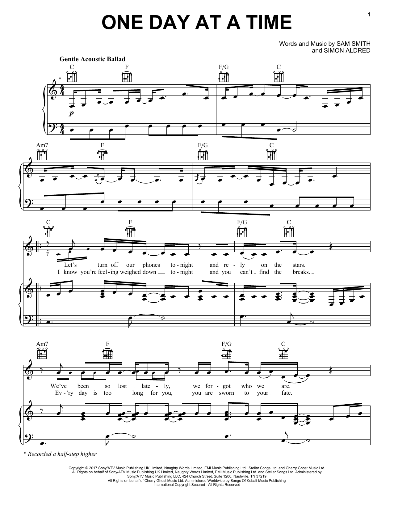 One Day At A Time Piano, Vocal & Guitar Chords Right-Hand Melody in Free Printable Sheet Music One Day at a Time